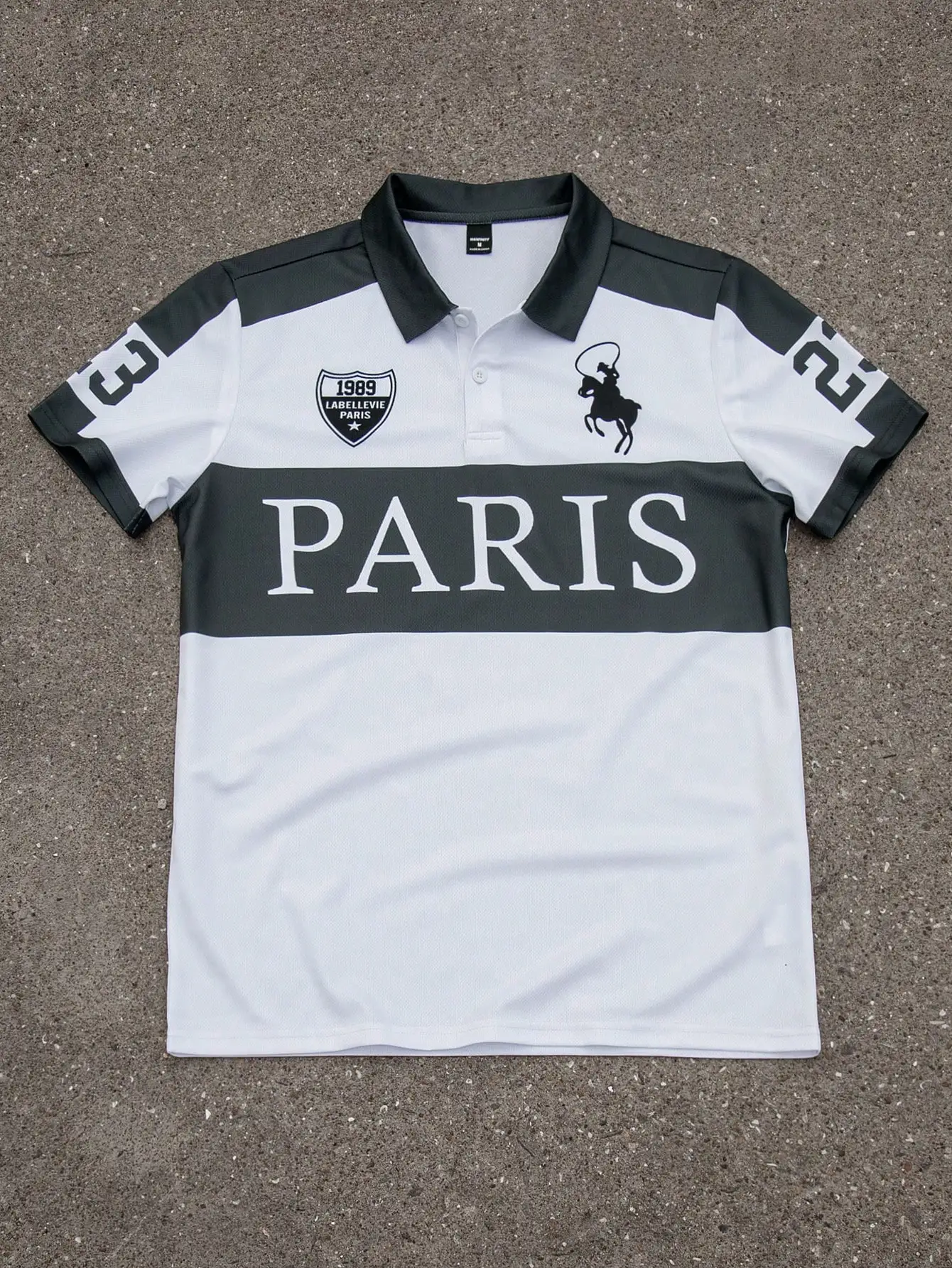 

Men's Contrast Color Short Sleeve Casual Polo Shirt with Graphic Print