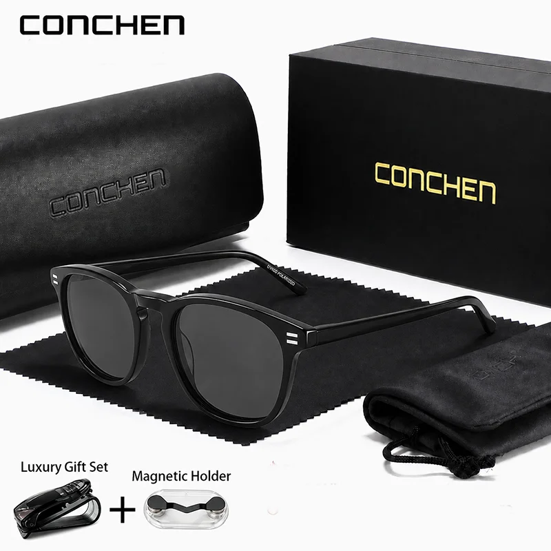 CONCHEN Ретро-квадратные солнцезащитные очки унисекс с защитой UV400 для вождения, путешествий, кемпинга и повседневного ношения на улице.