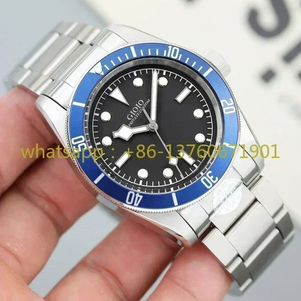 Top Quality Automatic Movement Watch for Men Mechanical Watches Stainless Steel Black Blue Ceramic Bezel Bay
