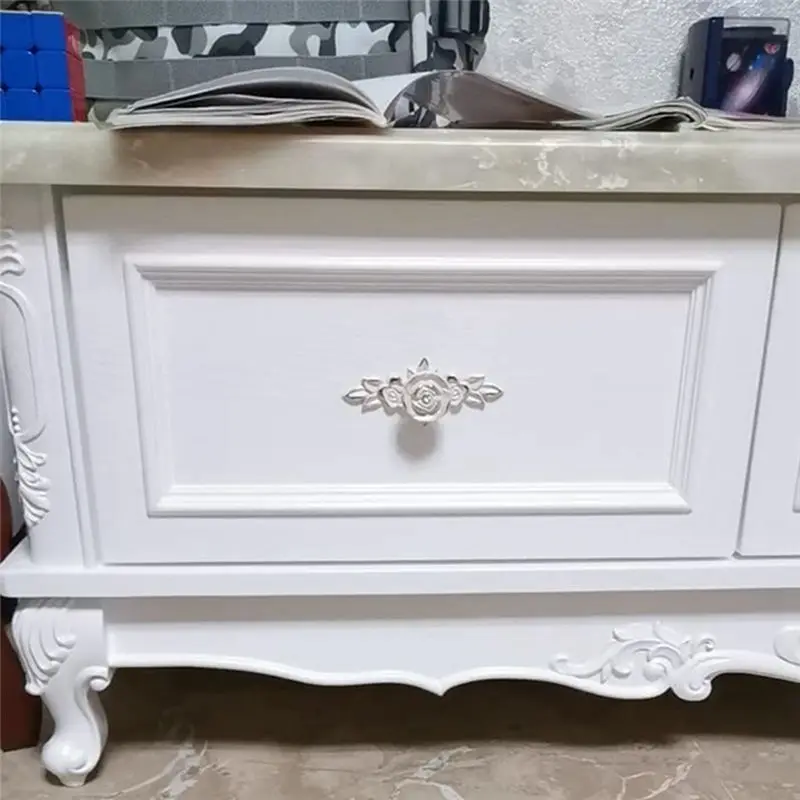 A04G-4Piece Euro Roses Cabinet Knobs With Backplate Rose Knob With Plate For Dresser Vanity Nightstand Cupboard