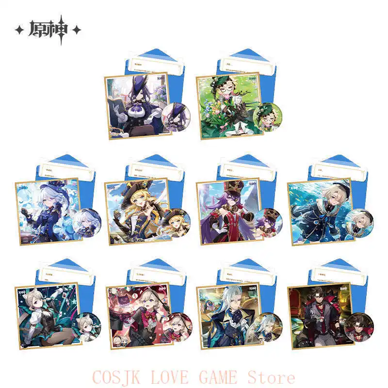 

MiHoYo Game Genshin Impact Court of Fontaine Anime Character Badge Cosplay Cartoon Brooch Colored paper Letter Set Gift