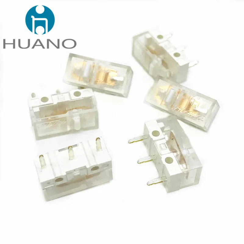 Free Shipping 10~100Pcs New HUANO Transparent White Micro Switch 100million times button Switches Can replace D2FC F 7N D2FC-F-K