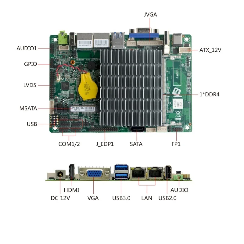 Imagem -02 - Única Placa Encaixada do Computador Industrial Intel Celeron J4125 Sbc 24bit Lvds Edp Hdmi Vga 35