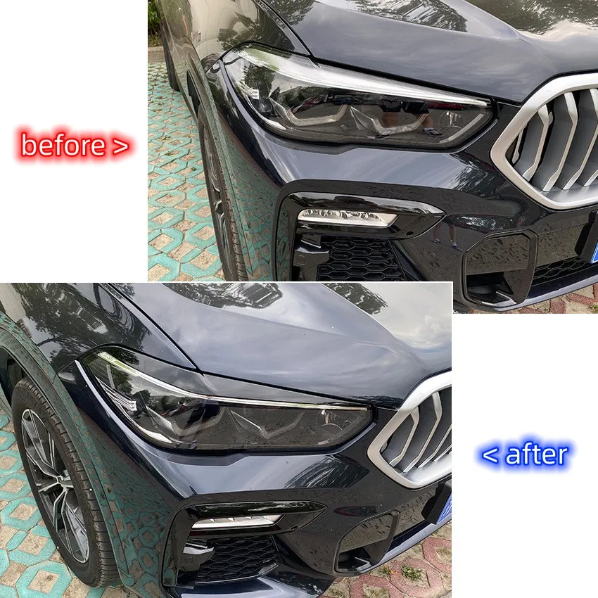 BMW X5 G05 X6 G06 için 2018 kadar 30i 30d 35i 40i 40d 45e M50i M50d Evil far kaşları göz kapağı kirpik başkanı işık lambası