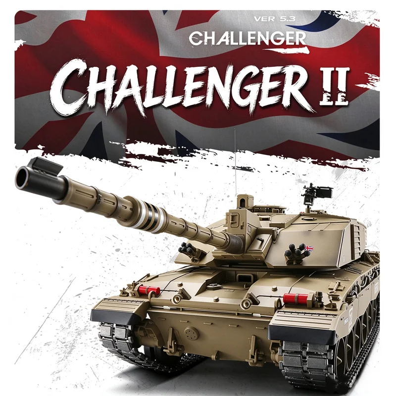 Hot HengLong 3908-1 U.K. ChallengerⅡ1/16 Remote Control Metal Track Tank Electric RC Military 7.0 Battle Model With Sound-Lights