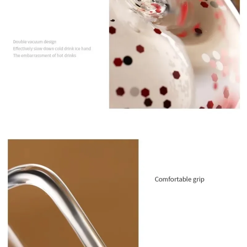 250 مللي كوب زجاجي معزول بطبقة مزدوجة سانتا شجرة عيد الميلاد كوب قهوة زجاجي أكواب عصير الحليب مع غطاء ومقبض هدية عيد الميلاد