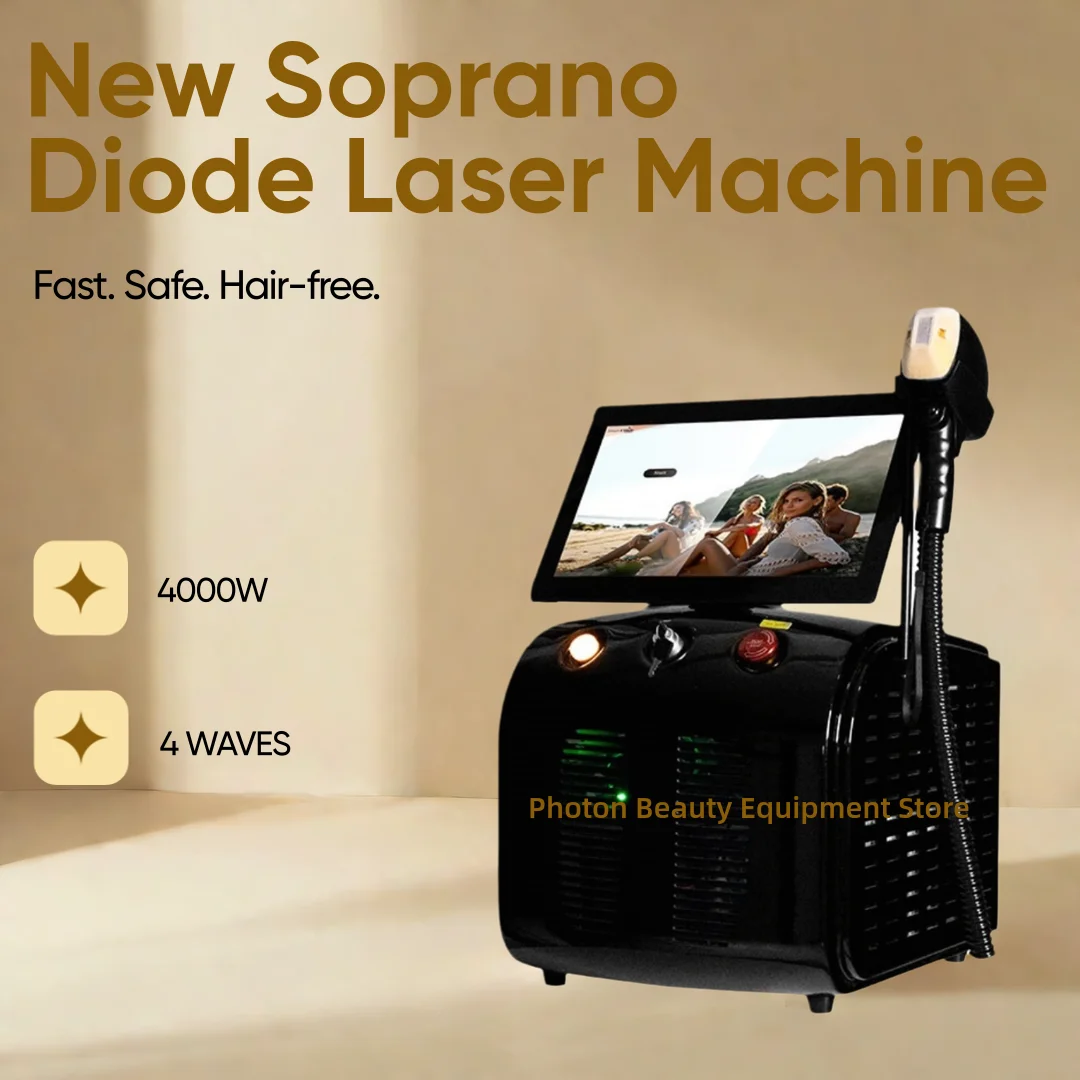 

Профессиональный диодный ледяной титановый лазер для удаления волос на теле, 4 волны, 755, 808, 940, 1064 нм, удаление волос на лице для салона, эпилятор