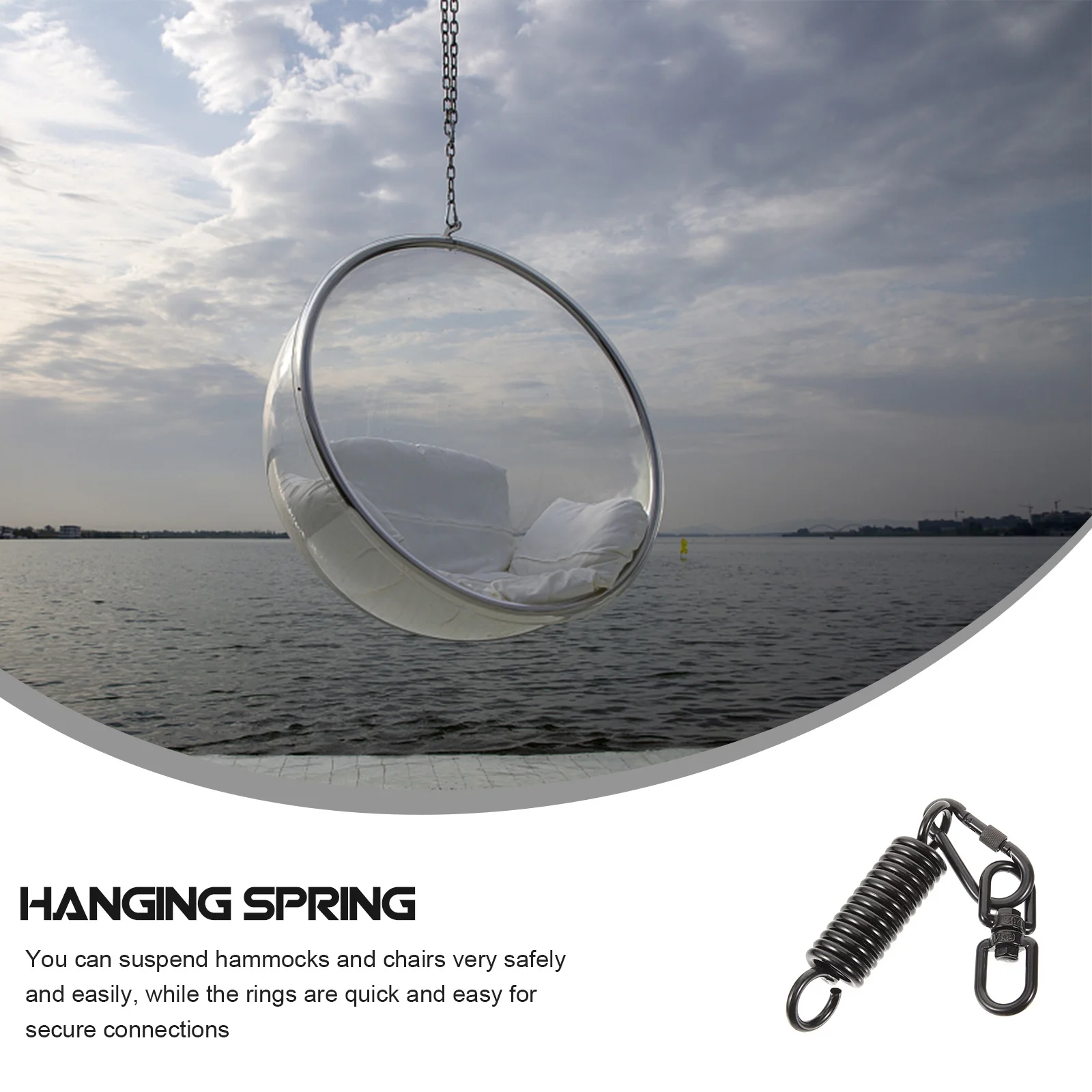 

1Set Metal Hammock Chair Spring Set Heavy Duty Patio Swing Hanging Tool Multifunctional Rotating Adapter Ring Hammock Swing