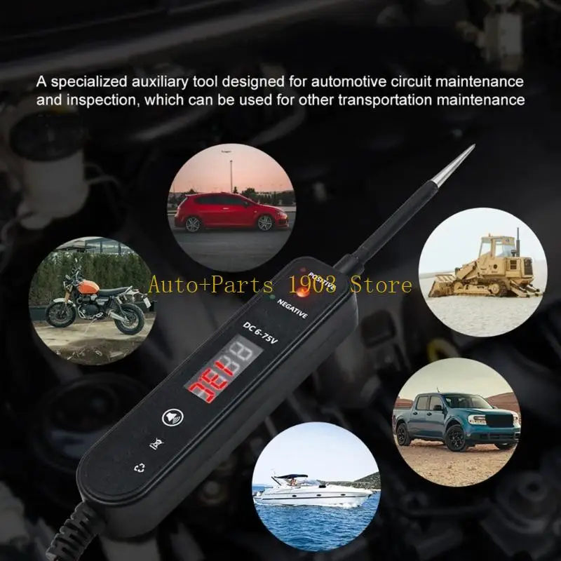 

E21C Автомобильный электрический тестер с цифровым дисплеем от 4 до 60 В, обнаружение напряжения, 3 метра, выдвижной кабель,