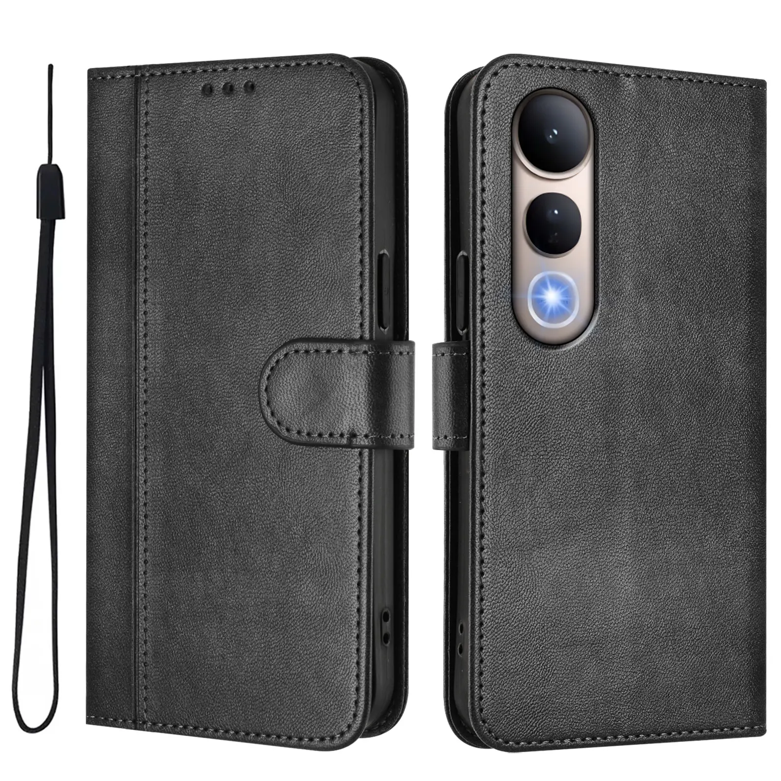 

Retro Leather Flip Phone Wallet Case For Vivo Y100 Y200e Y300 Y400 V27 V30e V40e V50 V60 X100s X300 iQOO Z9 Z9x Cover