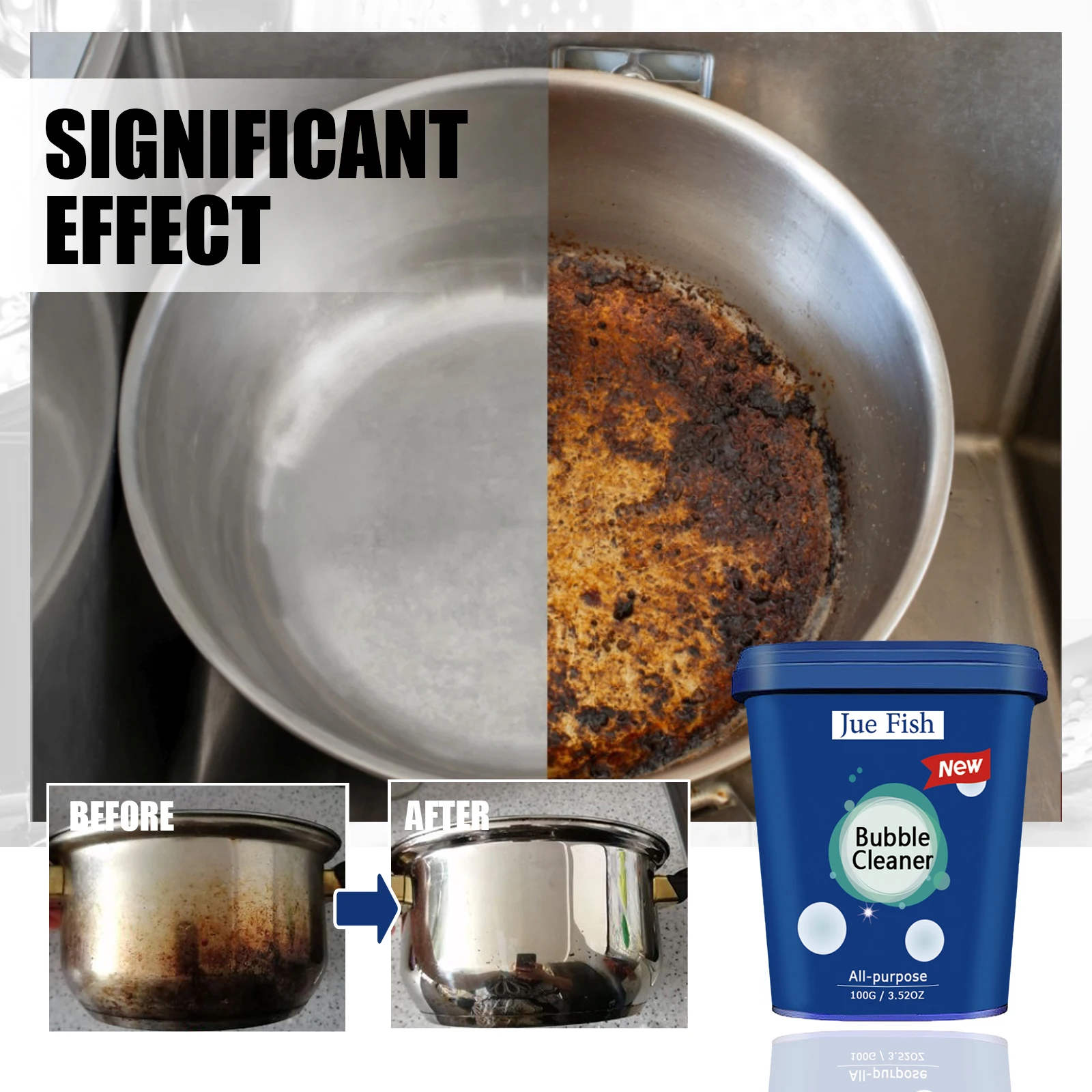 Jue-Fish Stainless Steel Cleaning Paste: All-in-One Solution for Kitchenware | Eliminate Stubborn Black Deposits, Rust & Grease