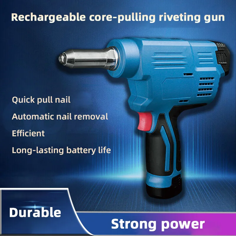 Portable Electric Rivet Gun Automatic Core Pulling And Riveting Gun Aluminum Alloy Door Window Riveting Lithium Battery 12V