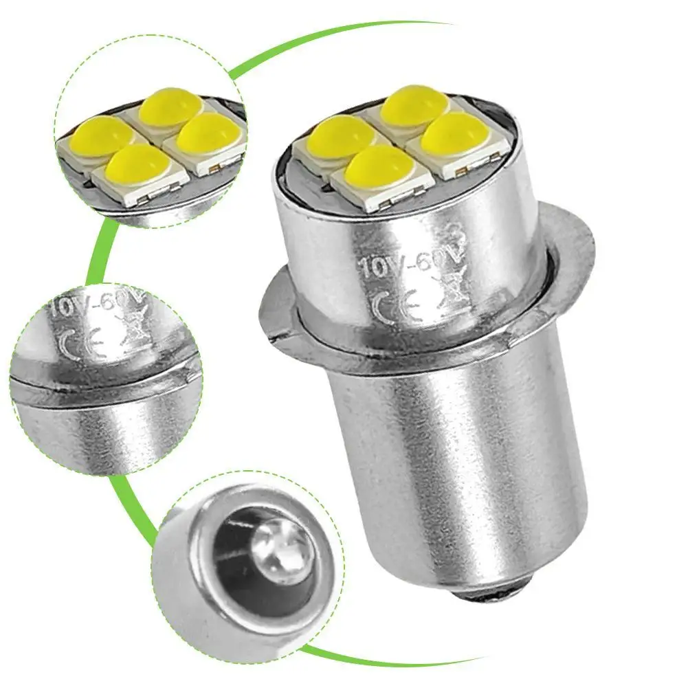 Lámpara indicadora de bombilla LED de alto brillo P13.5s, Mini luz blanca de repuesto para linterna, lámpara de trabajo para bicicleta, disipación de calor
