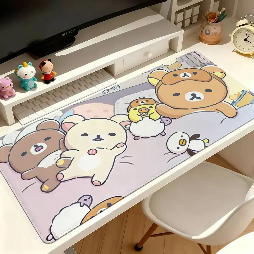 Cute R-RilakkumaS Kawaii Mouse Pad Computer Mat Deskpad Laptop Keyboard Mat Office Large Landscape Mousepad