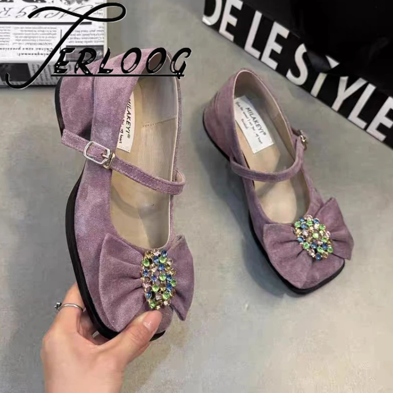 

Crystal Bow Luxury Mary Janes Shoes Women High Heels Sandals Summer 2025 Designer Retro Chunky Lolita Shoes Pumps Shoes Mujer