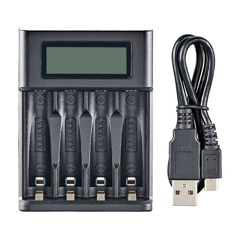 4 Slots LCD Display Universal Battery Charger Independent Slot Fast Charger USB Input for NI-MH /NI-CD 1.2V Rechargeable Battery