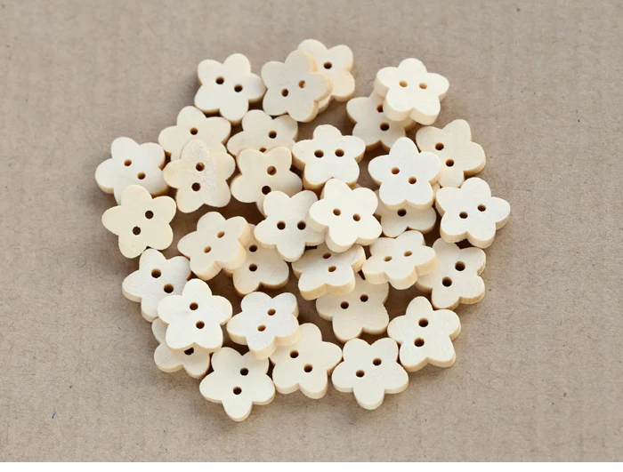 100pcs/lot Size:12mm (0.48") Flower Shape Wooden Buttons Bulk Button for Children Sewing Accessories,wholesale(SS-442) - view 3
