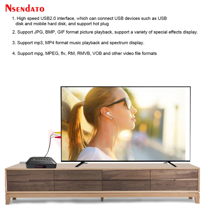 Full HD 720P Media Player With YPrPb AV USB SD/MMC Mpeg-2 HD Media Player TV Box Surpport Mkv H.264 HDD MultiMedia Player