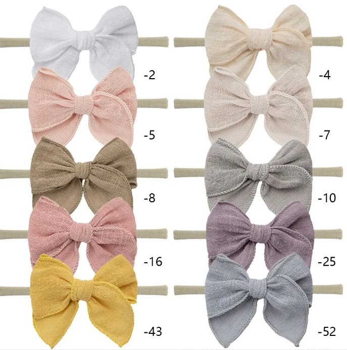 

30pc/lot New Solid Color Fable Bow Baby Nylon Headband Girls Cotton Bow Nylon Turban Kids Fable Bow Hair Clips Barrettes BulK