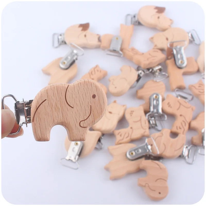 

5Pcs/Lot New Arrival Lovely Wooden Pacifier Clip Natural Beech Wood Accessories for Baby Handmade Dummy Clips Pacifier Chain