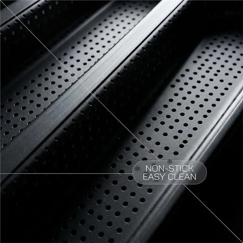 ABUN 2 Pack Nonstick Baking Pan, Carbon Steel 4-Cavity Hot Dog Bun Tray, Baguette Bread Mold for Home Bakery