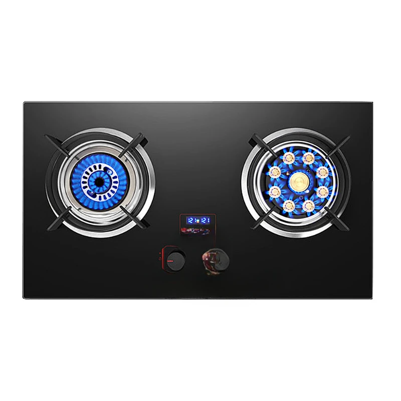 Built-in Double Gas Stove KitchenBurner Cooker Cooktop Timing StoveStove Kitchen Stoves Burner estufa de