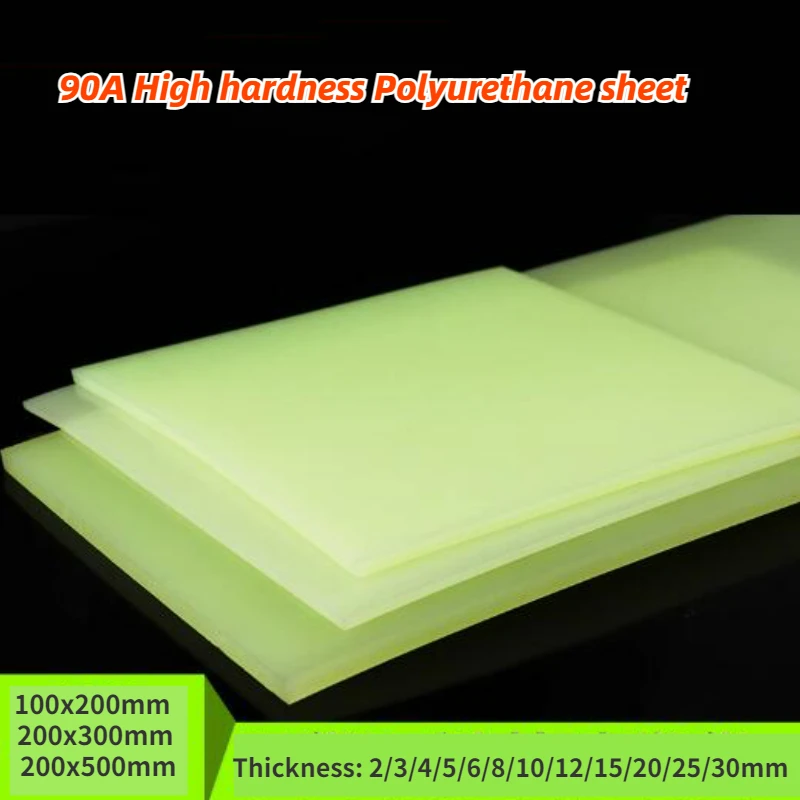 1PCS 90A Polyurethane Elastic Rubber Sheet 2/3/4/5/6/8/10/12/15/20/25/30mm PU Damping Cushion Plate Oil Abrasion Resistance