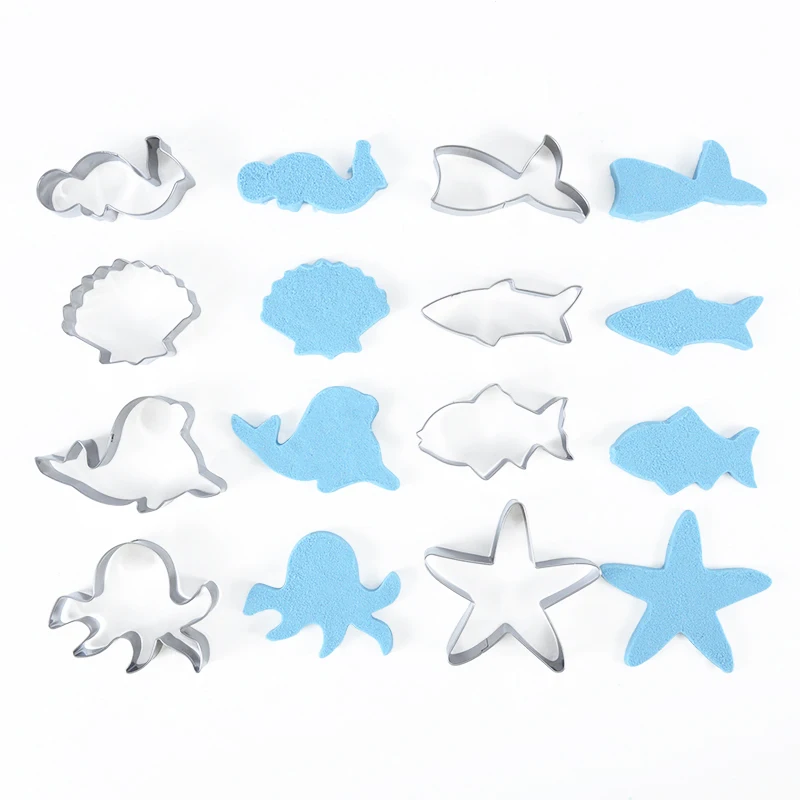 1SET Mermaid Tail Cookie Cutter Sea Animal Starfish Shell Biscuit Fondant Mold For Kids Mermaid Birthday Party Baking Cake Decor