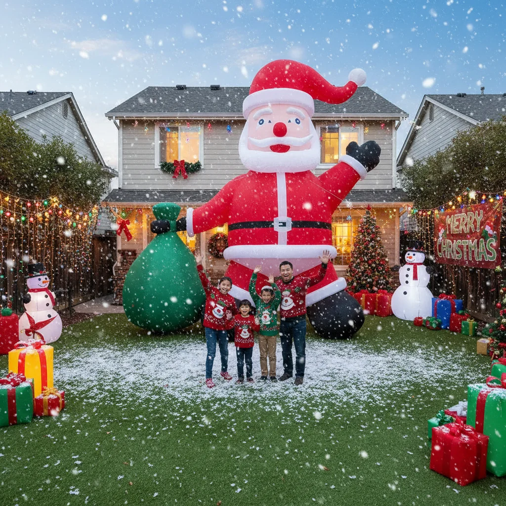 Decorazione esterna gonfiabile gigante di Babbo Natale gonfiabile gigante da 26 piedi per decorazioni natalizie per feste gonfiabili con accessori