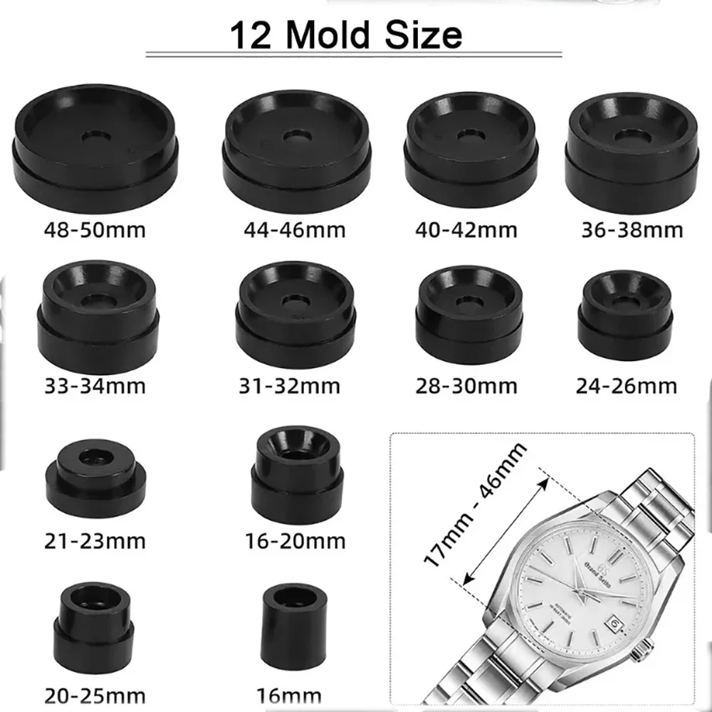 Professional Watch Press Set Watch Back for Case Closing Tool & Fitting Dies  for Watchmaker Watch Repairing Tool Die Kit