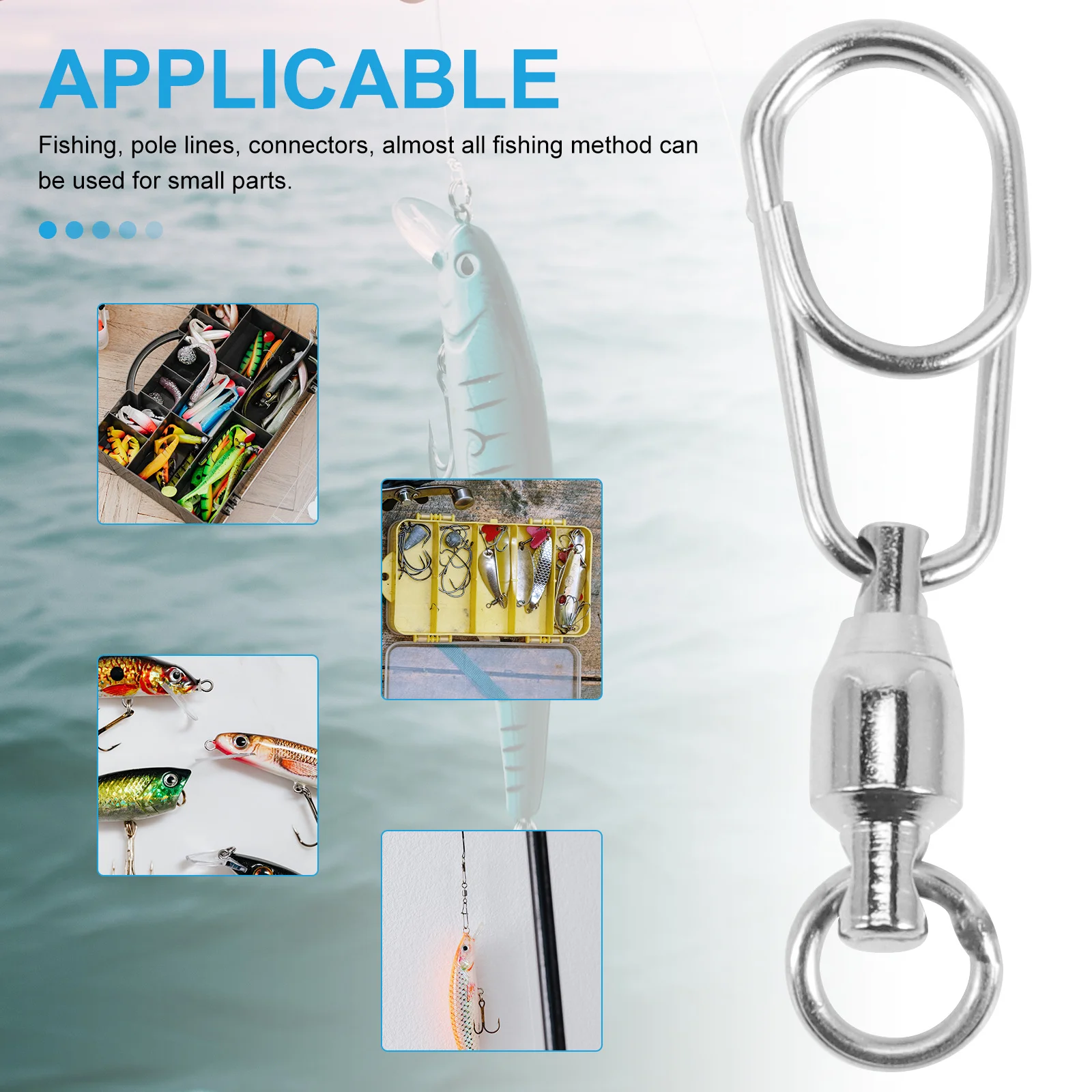 

30Pcs Stainless Steel Fishing Barrel Swivel Ring Connector Flexible Rotation Durable Bait Link Fishing Accessory