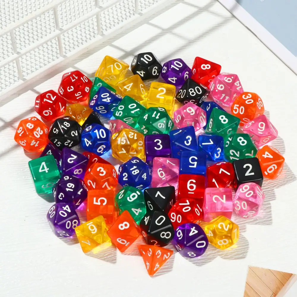 Ensemble de 7 dés polyédriques pour jeux de société et maths, pour accessoires TRPG DND D4 D6 D8 D10 D12 D20