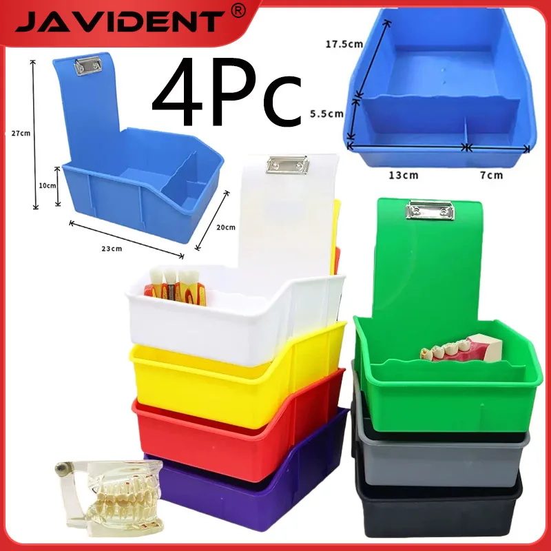 

4 шт., стоматологическая очень большая трансферная коробка, лабораторный разделенный рабочий лоток, цветная пластиковая модель, трансферная коробка, металлический зажим, коробка для хранения
