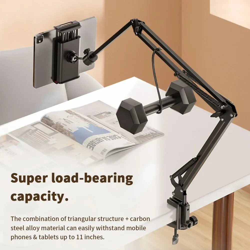 

Tablet Holder for Bed with 90cm Metal Arm Pad Stand Tablet Bracket 360° Rotating Bed Phone Mount for 4.5~11 Inch Phone Tablet