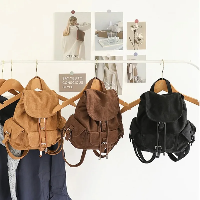 Black Women Suede Backpack Commuter Female Shoulder Bag Sac a Dos Casual Travel Lady Bagpack Mochilas Versatile School Bag Bolsa