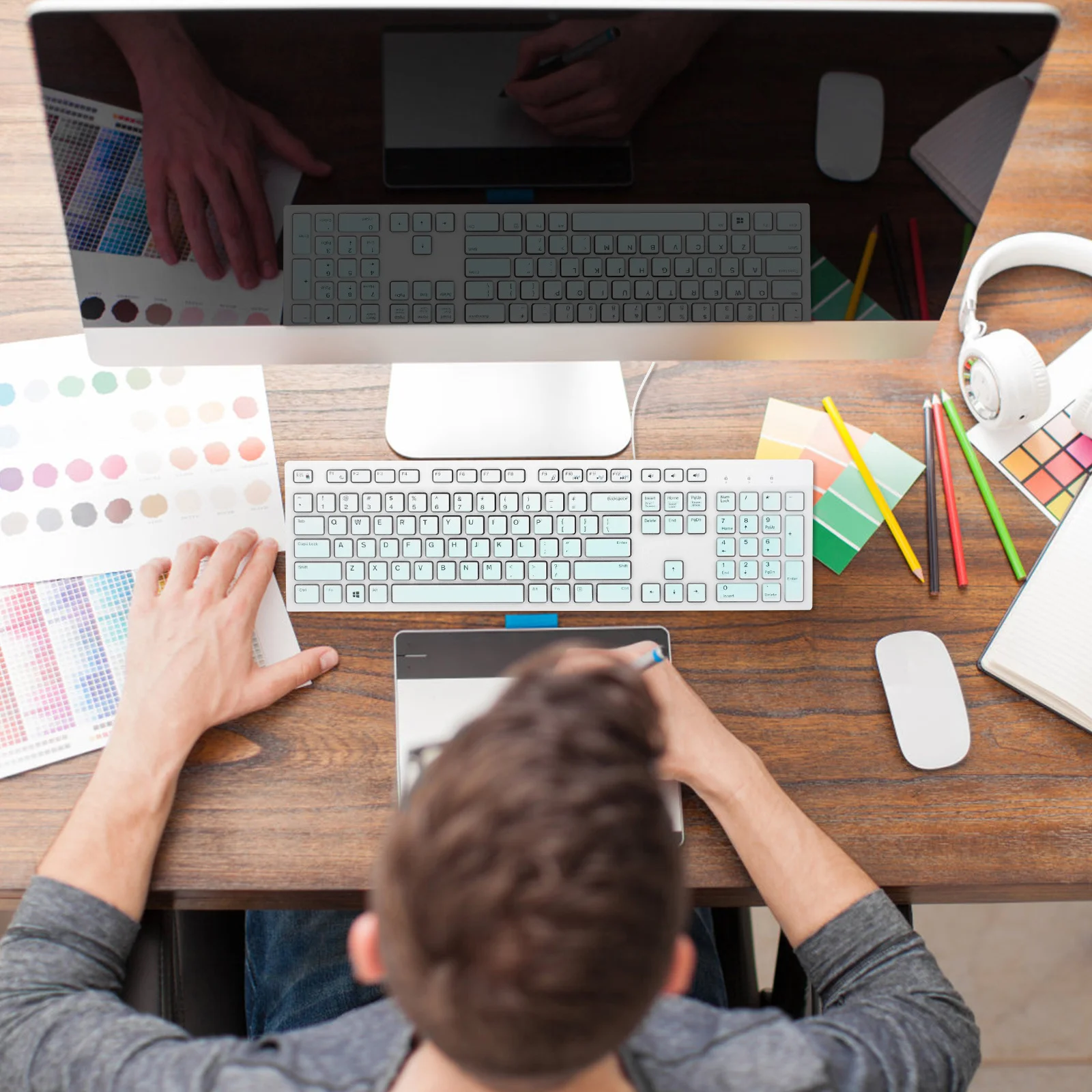 

1Pcs Keyboard Cover Silicone Protective Film Durable Dustproof Spillproof Compatible Kb216 Km636 Wired Wireless Keyboard