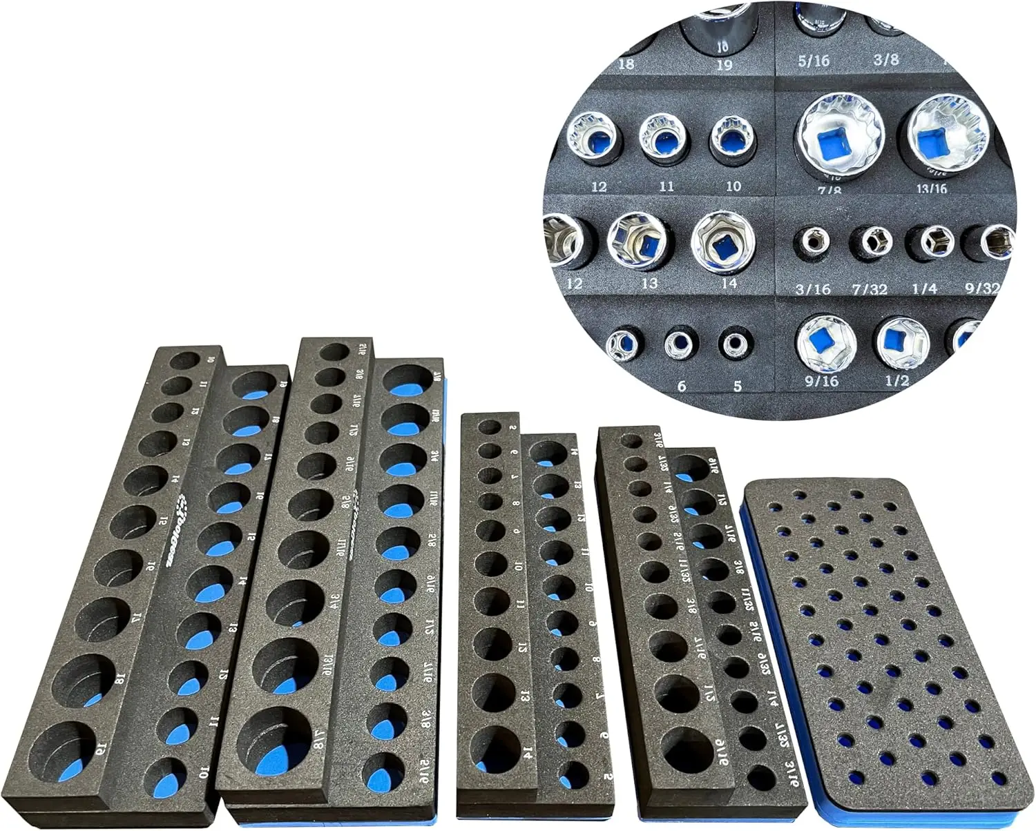

Socket Organizer Holds 80 Sockets & 50 Hex Bits for 1/4 & 3/8 Drive, SAE & Metric, Deep & Standard, Tool Box Drawer Organizer