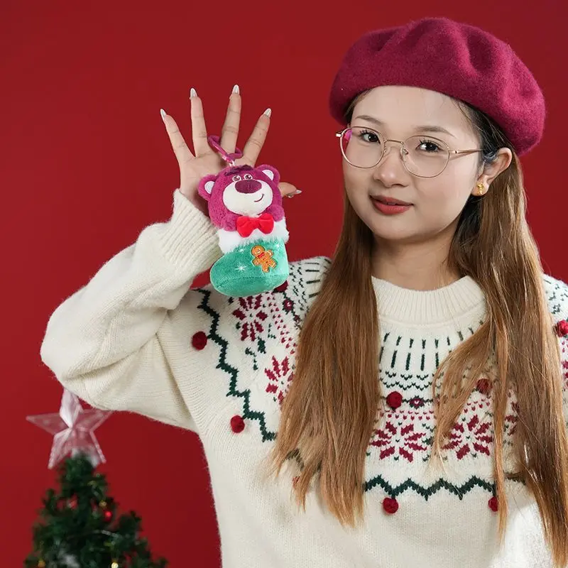 Pooh Stitch Lotso Honey Pot llavero de felpa lindo bolso de dibujos animados encanto para niñas mujeres colección de regalos Kawaii