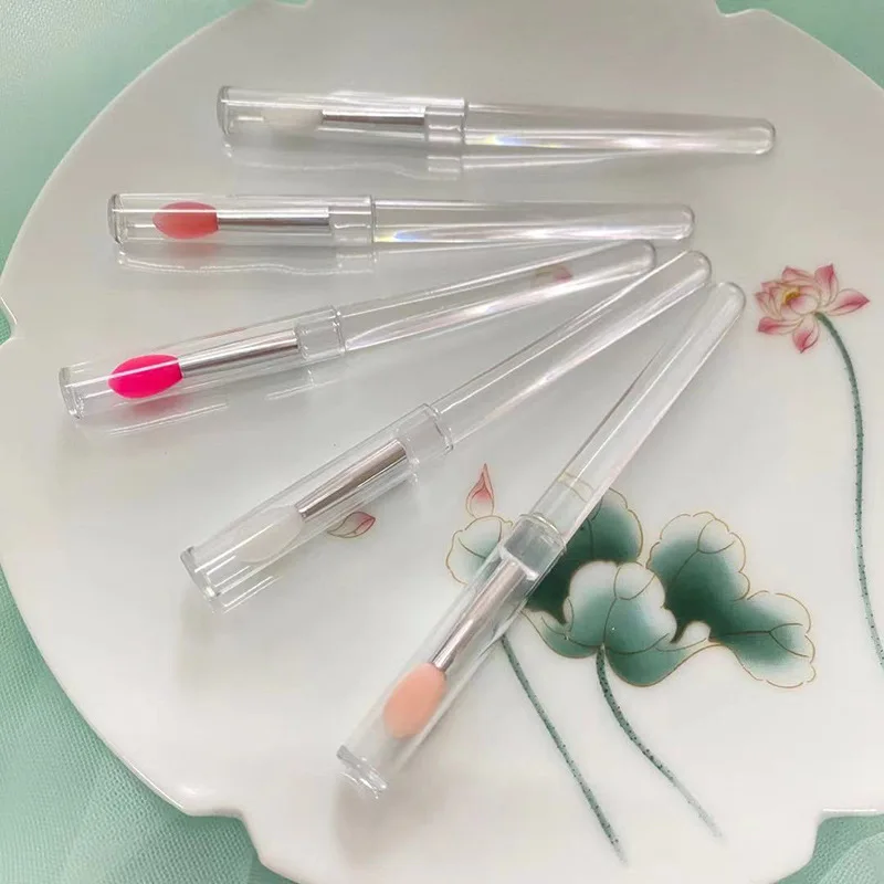 Portátil Silicone Lip Brush com tampa, macio multifuncional, bálsamo aplicador, batom, Lipgloss, pincéis de maquiagem plana