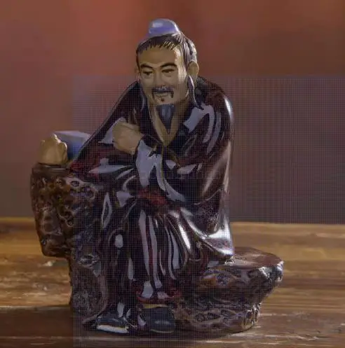 Decoration of Chinese put pieces of  Statue Ceramic Figure,Lu Yu tasting tea