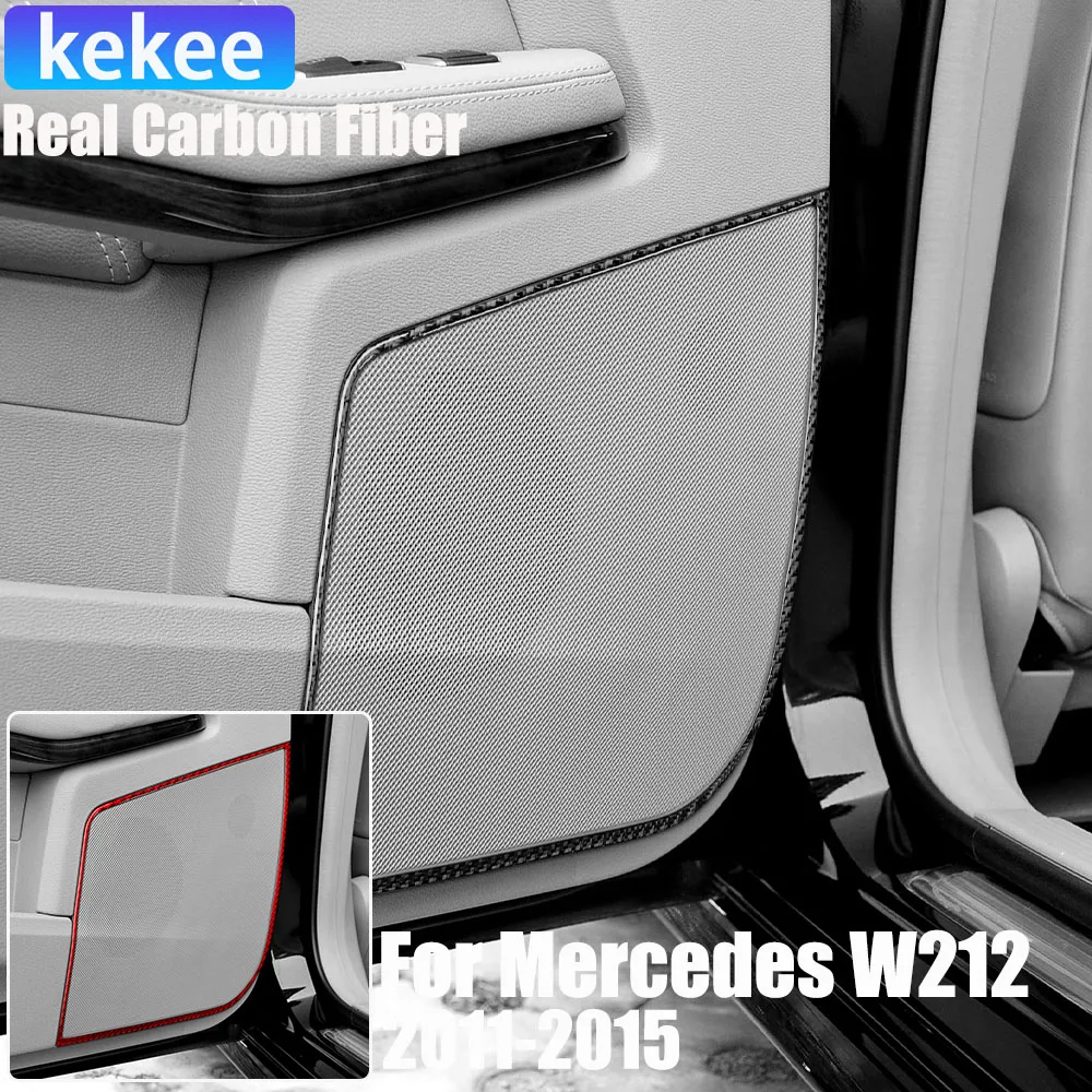 

Real Carbon Fiber Car Accessories Rear Door Speaker Frame Cover Soft Sticker for Mercedes E-class W212 2011 2012 2013 2014 2015