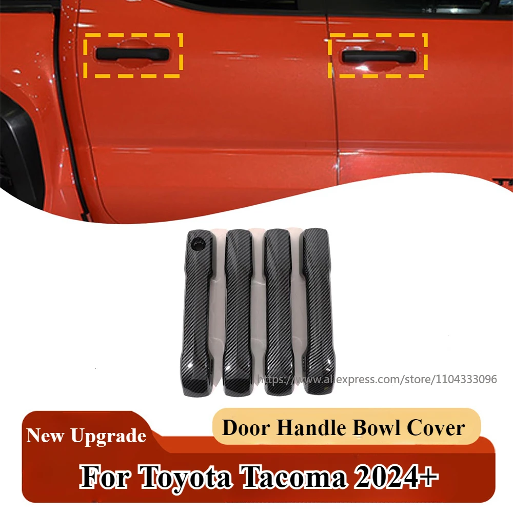 

For Toyota Tacoma 2024+ Car Door Handle Bowl Cover Carbon Fiber Style Exterior Door Handle Moulding Cover