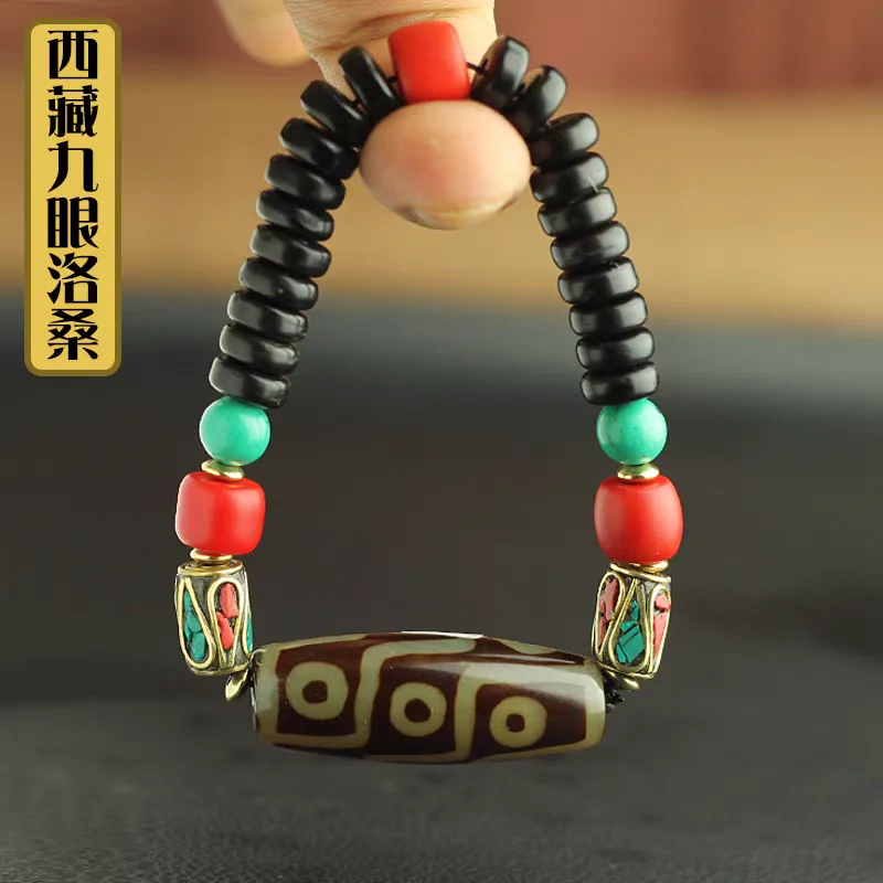 

Exquisite Tibetan Dzi Bead Bangle Bracelets 9 Eyes Amulet Handstring Wrist Decoration Lucky Bless Mascot