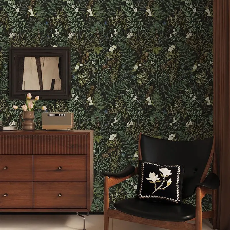 Dark Botanical Fern Peel and Stick Wallpaper Vintage Floral Self Adhesive Contact Paper for Cabinets Home Furniture Makeover