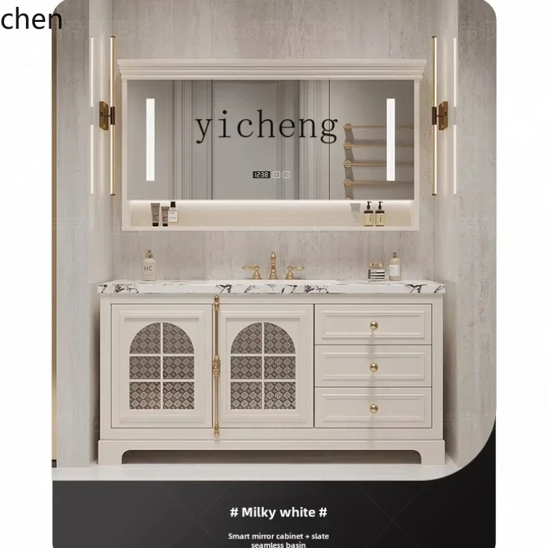 BB  Corian Integrated Basin Multi-Functional Storage Rack Floor-Standing Smart Bathroom Cabinet