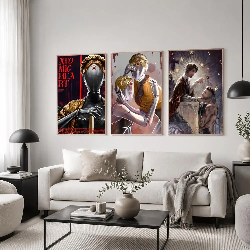 Game Atomic Heart Poster Classic Poster HD Art Sticky Wall Waterproof Home Living Room Bedroom  Aesthetic Decoration