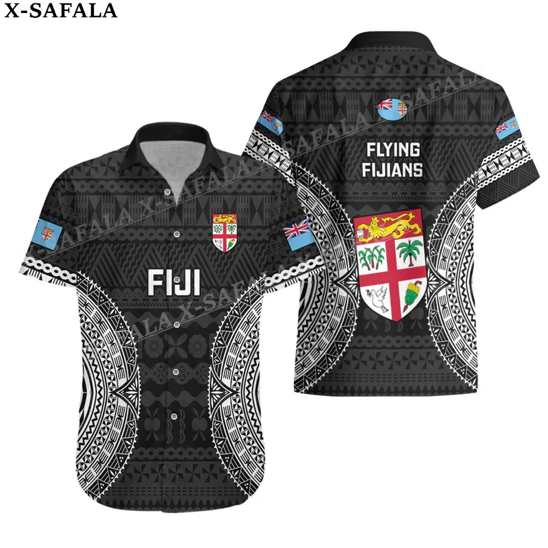 Fiji Rugby Polynesia Fiji For 7s, Its Time 3D Print Mens Hawaiian Beach Shirt  BUTTON UP SHIRT Fashion Short Sleeve Tops-9