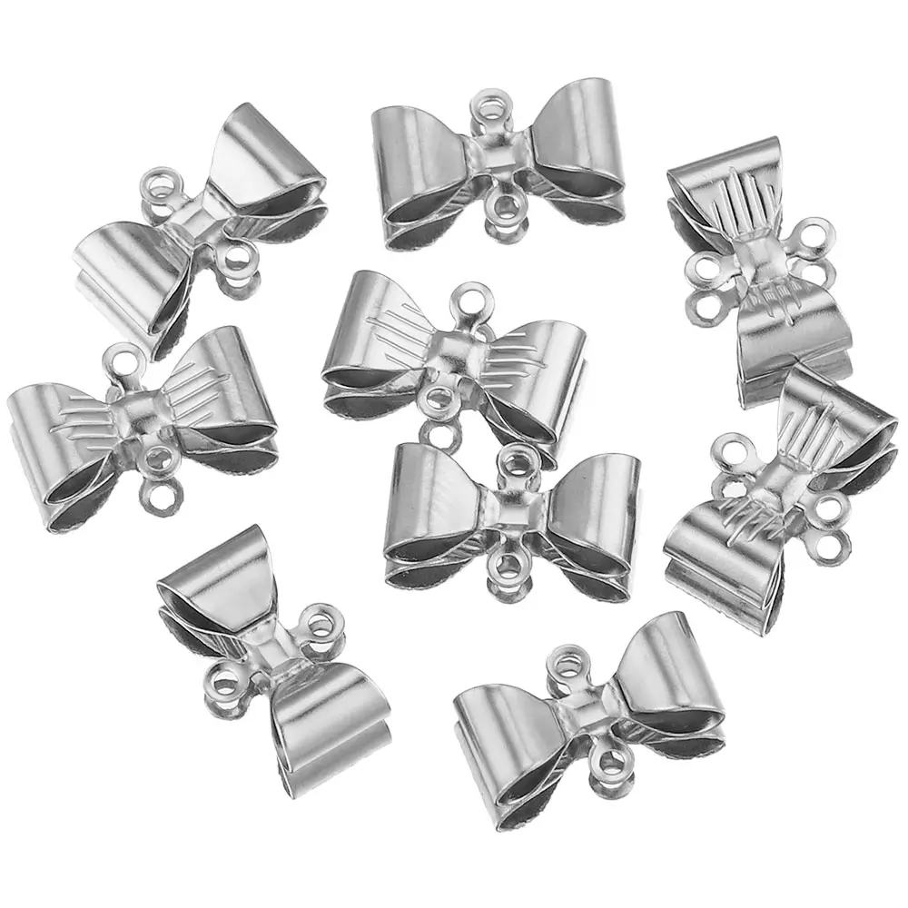 20pcs/lot Stainless Steel Gold Double Hole Bowknot Bow Earring Charms for Connectors DIY Jewelry Making Supplies Wholesale Bulk