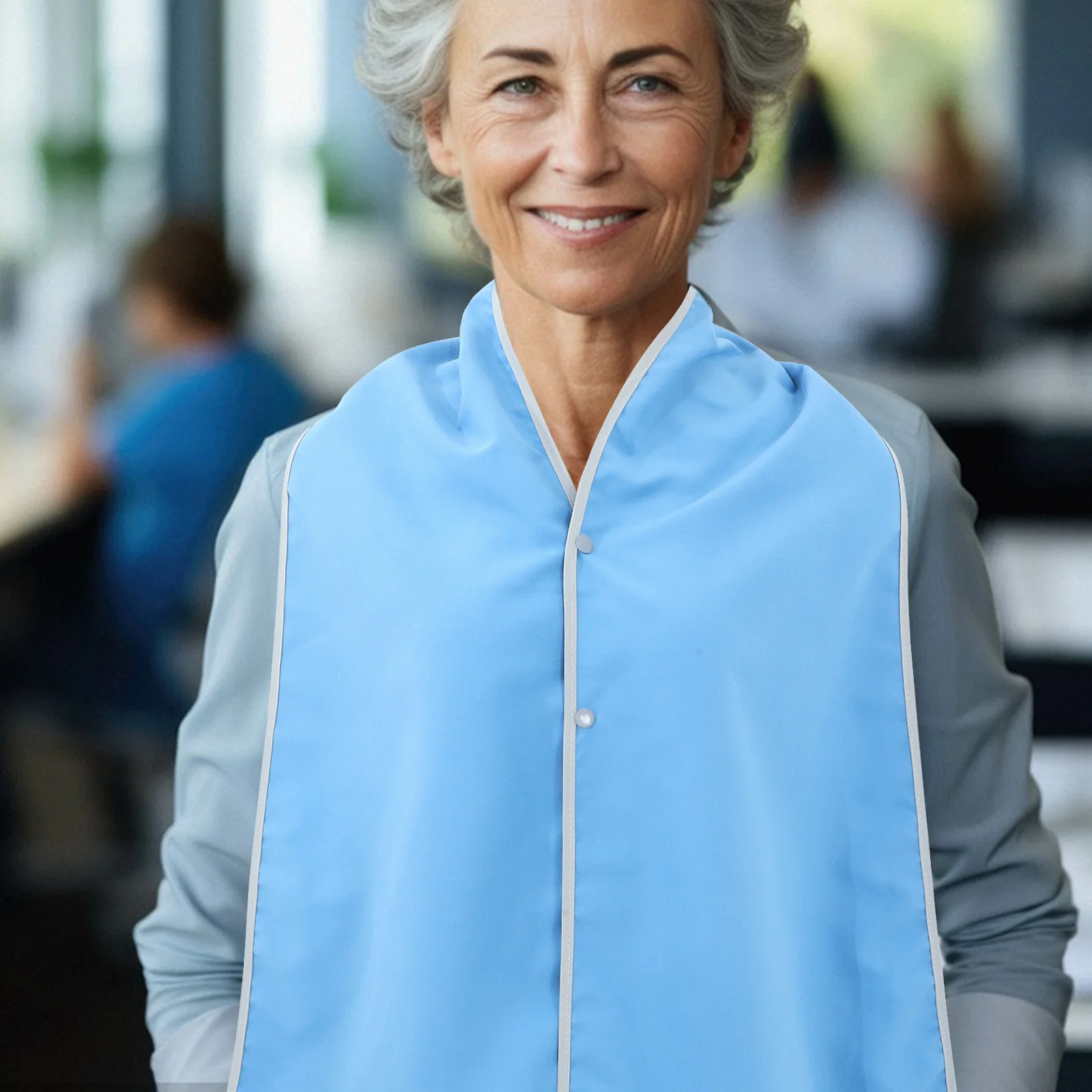 

Dining Scarf Bib for Elderly with Full Coverage Protection Soft Absorbent Polyester Feeding Apron for Seniors Mealtime