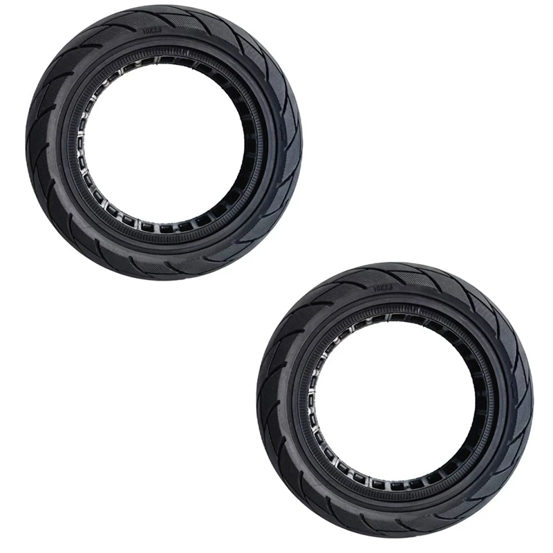 2X 10X2.50-6.5 Hollow Solid Tire MAX G30 Electric Scooter 60/70-6.5 Honeycomb Solid Tire Black 1100G